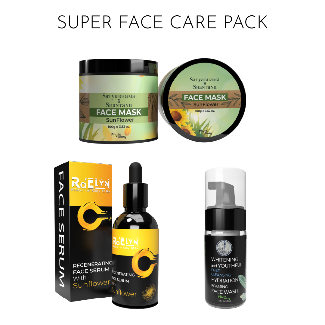 Charcoal Foaming Face Wash (100ml) +Sun Flower Face Mask (100g) + Regenerating Face Serum with Sun Flower (50 ml)